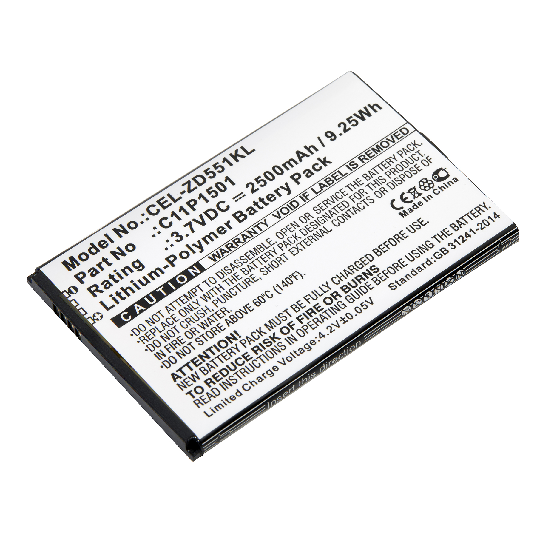 Ultralast Cell Phone Battery, CEL-ZD551KL CEL-ZD551KL